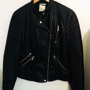 Zara leather jacket black rocker rock and roll